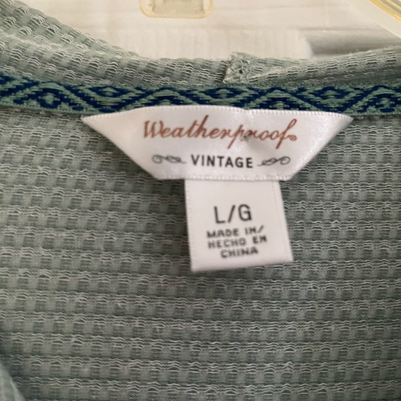 Weatherproof Vintage High/low Green Gingham Hoodie Top - Picture 3 of 6